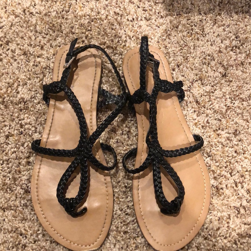 💝EUC💝 Merona Black braided flat sandals